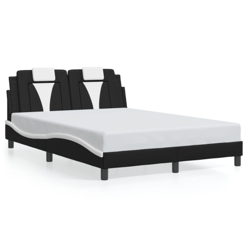 Cadre de lit vidaXL « Viana » avec LED sans matelas, noir et blanc, 137 190 cm