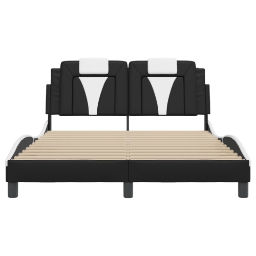 Cadre de lit vidaXL « Viana » avec LED sans matelas, noir et blanc, 137 190 cm