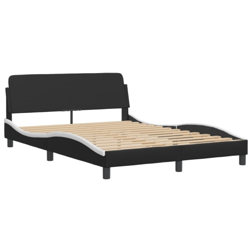Cadre de lit vidaXL « Viana » avec LED sans matelas, noir et blanc, 137 190 cm