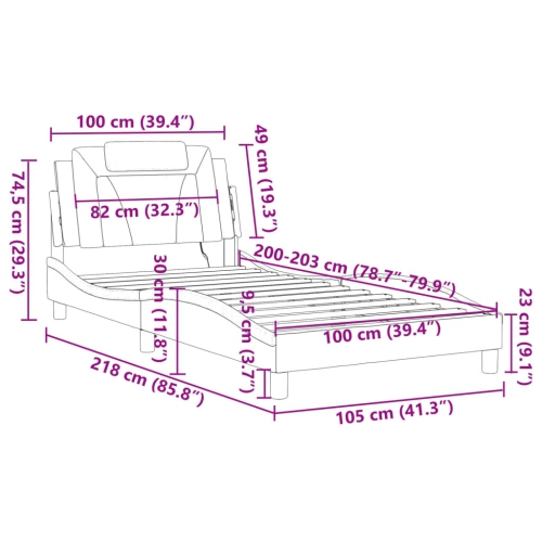 Cadre de lit vidaXL «&nbsp;Viana&nbsp;» avec LED sans matelas, blanc, 100 203&nbsp;cm