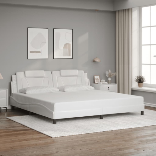Cadre de lit vidaXL «&nbsp;Viana&nbsp;» sans matelas blanc 193&nbsp;po Similicuir 203&nbsp;cm
