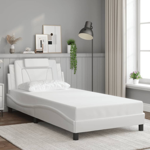 Cadre de lit vidaXL «&nbsp;Viana&nbsp;» sans matelas blanc 100&nbsp;po Similicuir 203&nbsp;cm