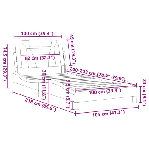 Cadre de lit vidaXL «&nbsp;Viana&nbsp;» sans matelas blanc 100&nbsp;po Similicuir 203&nbsp;cm