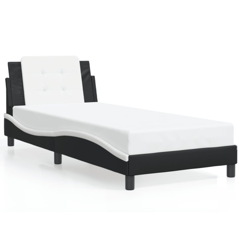 vidaXL Bed Frame with LED without Mattress "Zadar" Black and White 100x190 cm