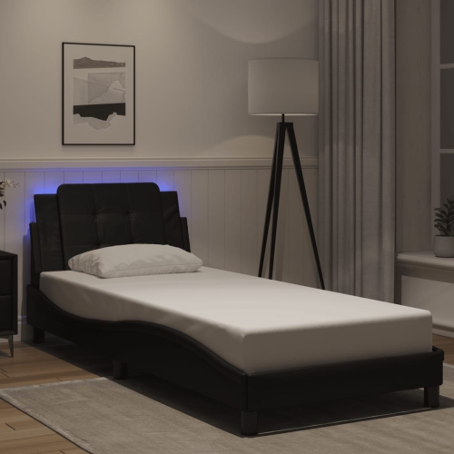vidaXL Bed Frame with LED without Mattress "Zadar" Black 100x190 cm