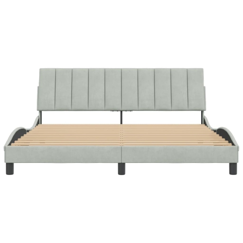 VidaXL Cadre de lit sans matelas «&nbsp;Hanko&nbsp;» Gris pâle 183 en velours 213&nbsp;cm