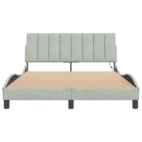 VidaXL Cadre de lit sans matelas «&nbsp;Hanko&nbsp;» Gris pâle 137 en velours 190&nbsp;cm