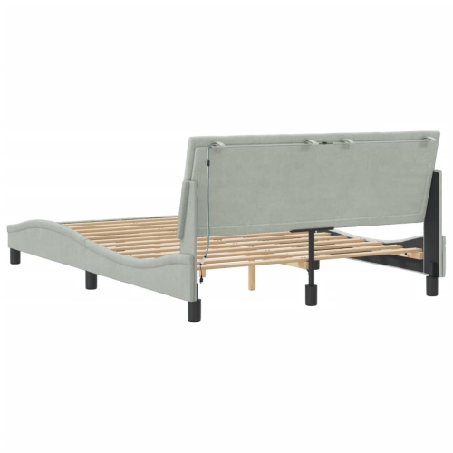 VidaXL Cadre de lit sans matelas «&nbsp;Hanko&nbsp;» Gris pâle 137 en velours 190&nbsp;cm
