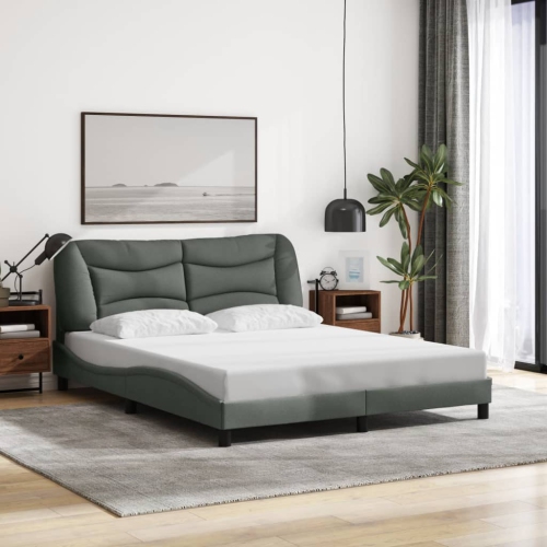 Cadre de lit vidaXL sans matelas «&nbsp;Hvar&nbsp;», tissu 203&nbsp;cm gris foncé de 152&nbsp;po