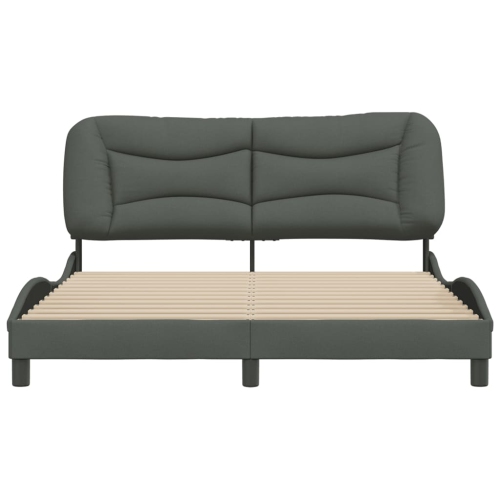 Cadre de lit vidaXL sans matelas «&nbsp;Hvar&nbsp;», tissu 203&nbsp;cm gris foncé de 152&nbsp;po