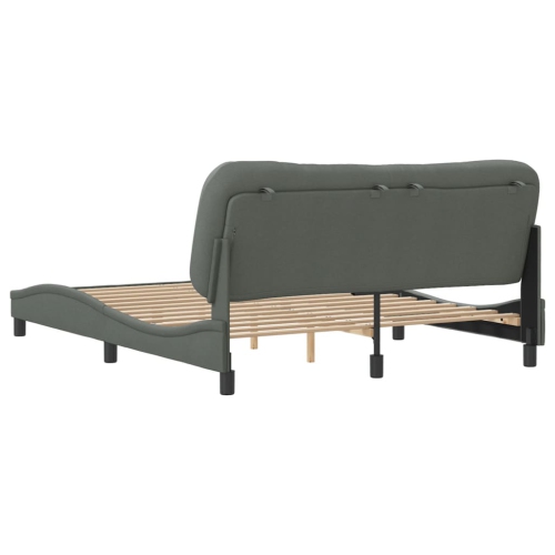 Cadre de lit vidaXL sans matelas «&nbsp;Hvar&nbsp;», tissu 203&nbsp;cm gris foncé de 152&nbsp;po