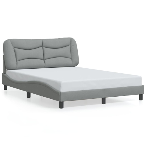 vidaXL Bed Frame with LED without Mattress "Hvar" Light Grey 137x190 cm Fabric