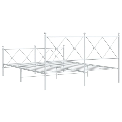 vidaXL Metal Bed Frame without Mattress with Footboard White 150x200cm