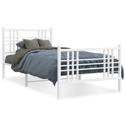 VIDAXL  Metal Bed Frame Without Mattress With Footboard 100X200Cm In White