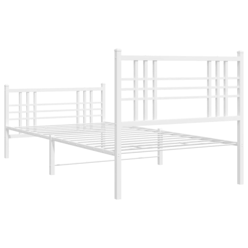 vidaXL Metal Bed Frame without Mattress with Footboard White 100x200cm