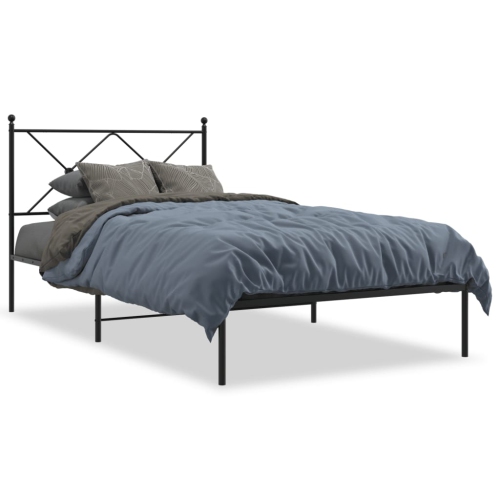 VIDAXL  Metal Bed Frame Without Mattress With Headboard 100X200Cm In Black