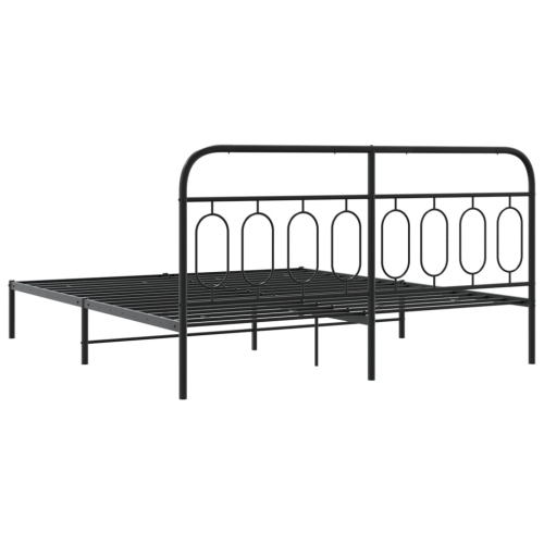 vidaXL Metal Bed Frame without Mattress with Headboard Black 193x203cm