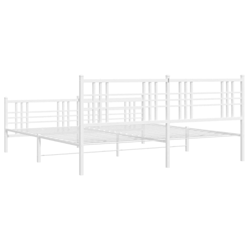 Cadre de lit en métal vidaXL sans matelas avec pied de lit blanc 193x203&nbsp;cm