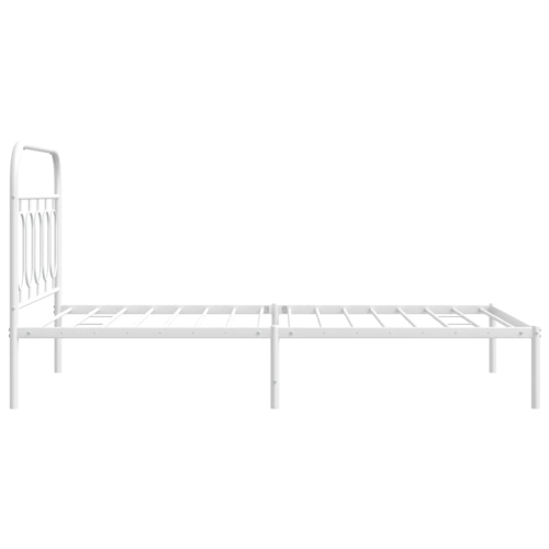 vidaXL Metal Bed Frame without Mattress with Headboard White 100x200cm