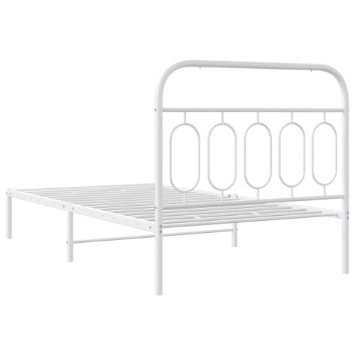 vidaXL Metal Bed Frame without Mattress with Headboard White 100x200cm