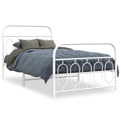 VIDAXL  Metal Bed Frame Without Mattress With Footboard 100X200Cm In White