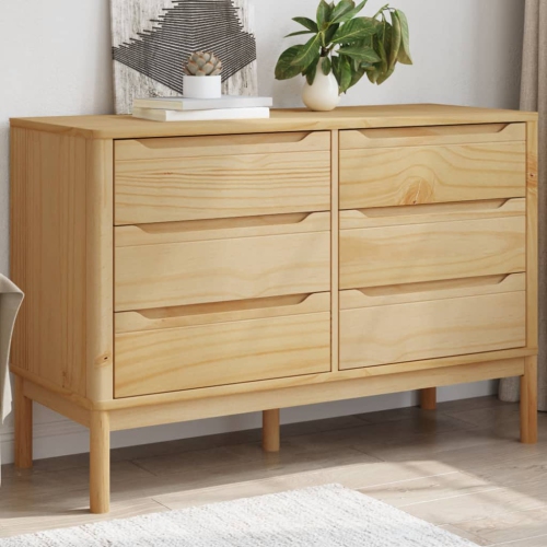 vidaXL Chest of Drawers FLORO Wax Brown Solid Wood Pine