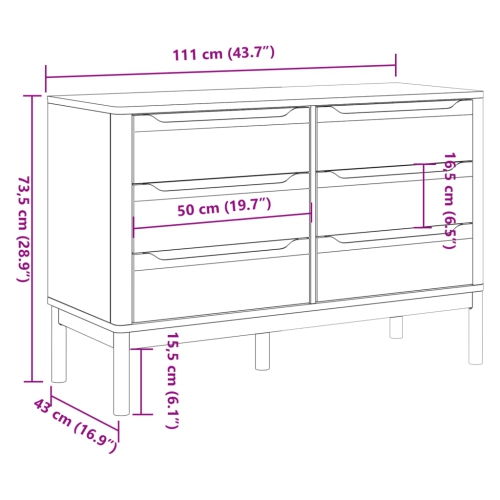 vidaXL Chest of Drawers FLORO Wax Brown Solid Wood Pine