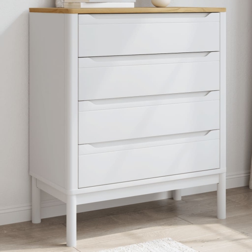 Commode à tiroirs en bois massif blanc floRO de vidaXL