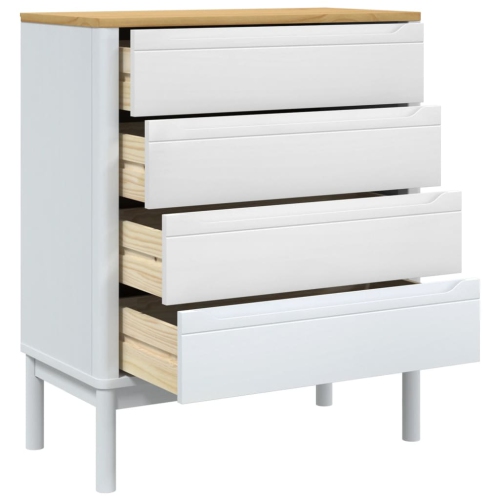 Commode à tiroirs en bois massif blanc floRO de vidaXL