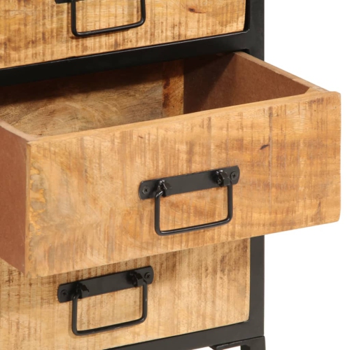 vidaXL Bed Cabinet with 3 Drawers 40x35x63 cm Solid Rough Wood Mango