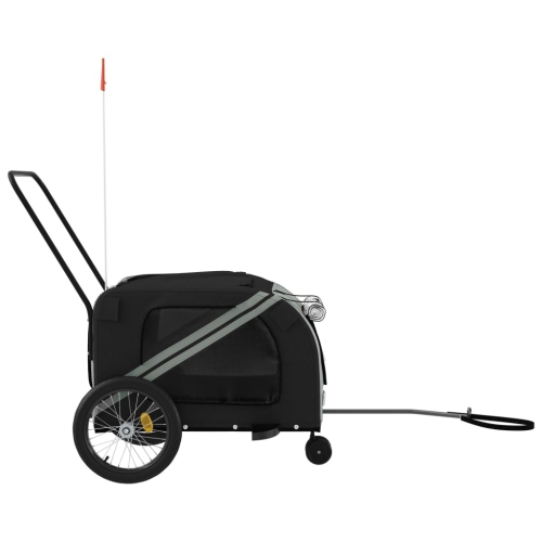 vidaXL Pet Bike Trailer Grey and Black Oxford Fabric and Iron