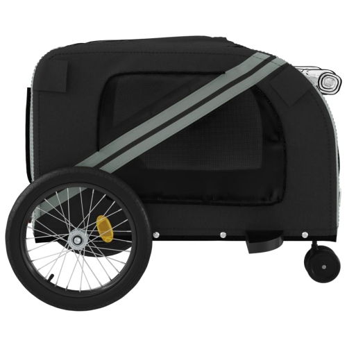 vidaXL Pet Bike Trailer Grey and Black Oxford Fabric and Iron