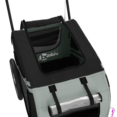 vidaXL Pet Bike Trailer Grey and Black Oxford Fabric and Iron