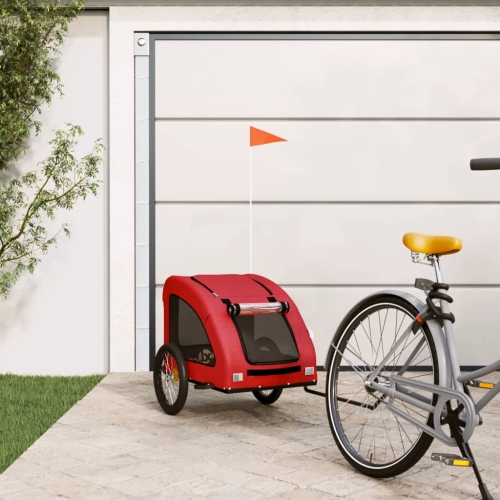 vidaXL Pet Bike Trailer Red Oxford Fabric and Iron