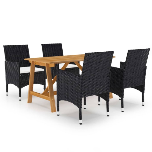 VIDAXL  5 Piece Garden Dining Set In Black