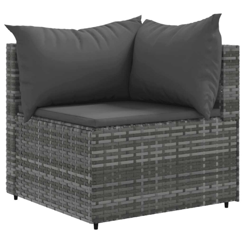 vidaXL 4 Piece Garden Lounge Set with Cushions Grey Poly Rattan