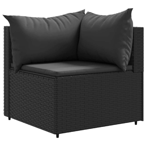 Ensemble de salon de jardin de 5 pièces avec coussins en poly rotin noir de vidaXL