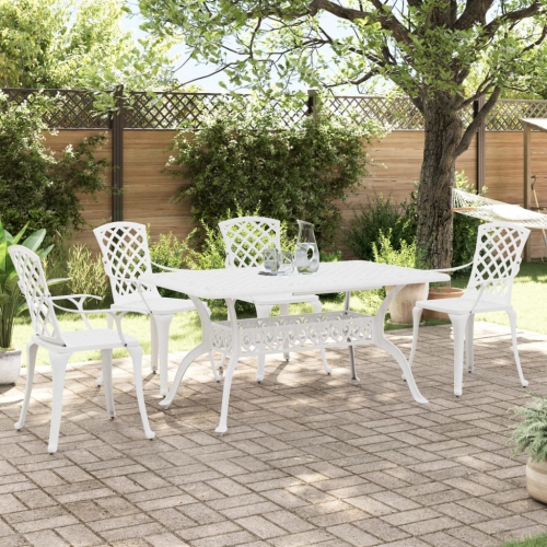 vidaXL 5 Piece Garden Dining Set White Cast Aluminium