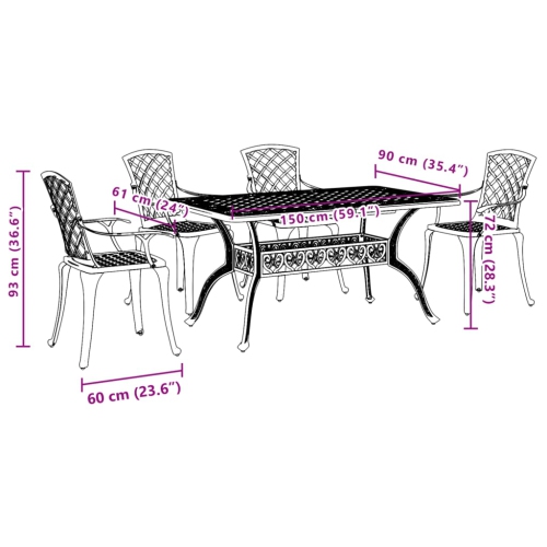 vidaXL 5 Piece Garden Dining Set White Cast Aluminium