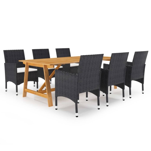 VIDAXL  7 Piece Garden Dining Set In Black