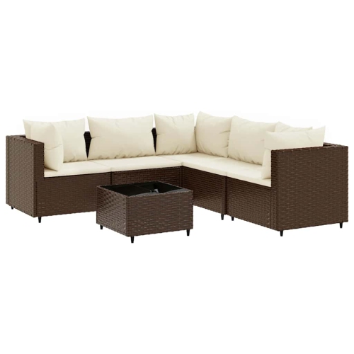 VIDAXL  6 Piece Garden Lounge Set With Cushions Poly Rattan In Brown