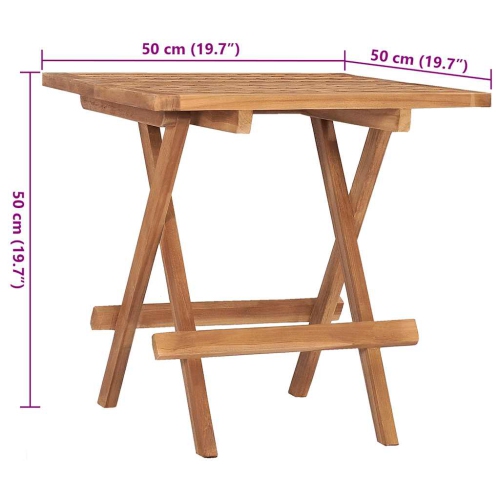 Ensemble de salle à manger d'extérieur pliable 3 pièces avec coussin en teck massif de vidaXL
