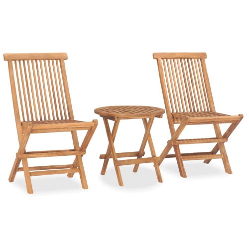vidaXL 3 Piece Folding Outdoor Dining Set with Cushion Solid Teak Wood