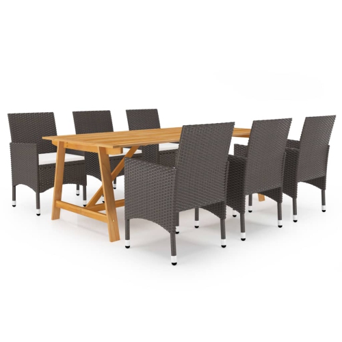 vidaXL 7 Piece Garden Dining Set Brown