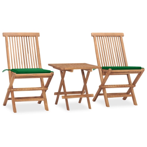 vidaXL 3 Piece Folding Outdoor Dining Set with Cushion Solid Teak Wood