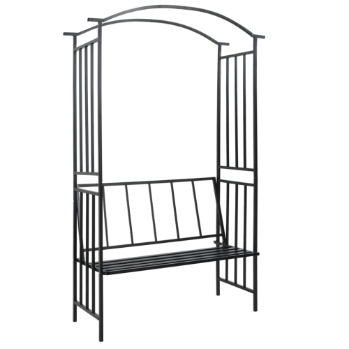 Arche de jardin avec banc en fer noir de 50,4 x x19,7 x x81,5 po de vidaXL