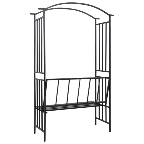 Arche de jardin avec banc en fer noir de 50,4 x x19,7 x x81,5 po de vidaXL