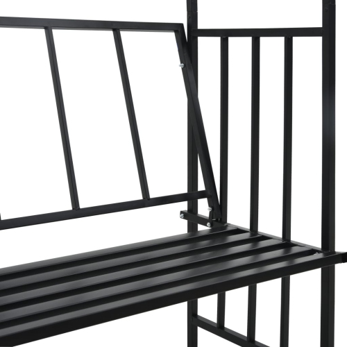 Arche de jardin avec banc en fer noir de 50,4 x x19,7 x x81,5 po de vidaXL