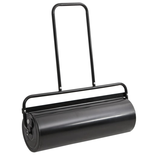 vidaXL Garden Lawn Roller Pull with Aerator Clamps Black 63 L Iron and Steel