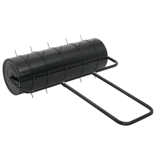 vidaXL Garden Lawn Roller Pull with Aerator Clamps Black 63 L Iron and Steel